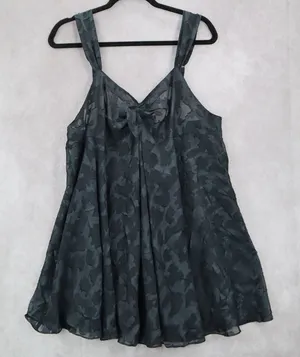 Victoria's Secret Blue Black Vintage Floral‎ Intimate Lingerie Sheer Dress Large thumbnail 1
