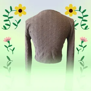 Zara Brown Fitted Long Sleeve Crop Top thumbnail 4