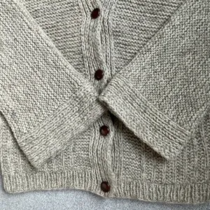 Casa Chia Vtg. 100% Wool Cardigan Sweater Bell Sleeves Cottagecore Beige Size L thumbnail 2