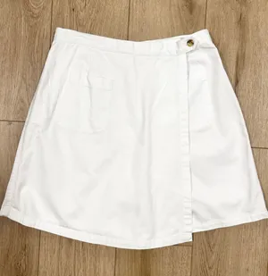 Vintage Real Comfort White Denim Wrap Skort 14 Cotton Mini Skirt Shorts 30 thumbnail 1