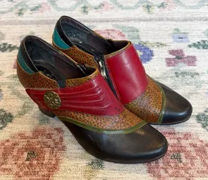 L'artise Spring‎ Step Womens Colorblock Ankle Booties Size 41 Animal Print Artsy thumbnail 1