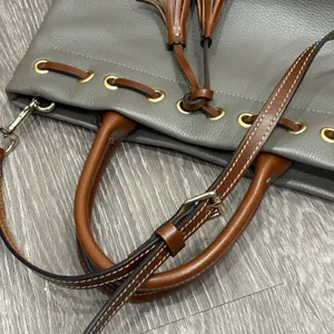 Dooney & Bourke Pebble Grain Tassel Tote‎ Elephant Gray Leather Satchel Preppy thumbnail 6