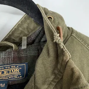 Pendleton Hooded Jacket Womens M Green Cotton Workwear Plaid Lined Full Zip thumbnail 9