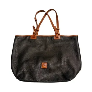 Dooney & Bourke Pebbled Leather Tote Bag Black‎ Old Money Minimalist Classic thumbnail 1