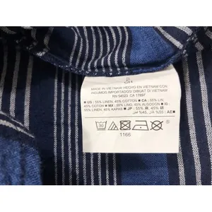 Old Navy Blue Linen Blend Long‎ Sleeve Striped Blouse Size Small thumbnail 6