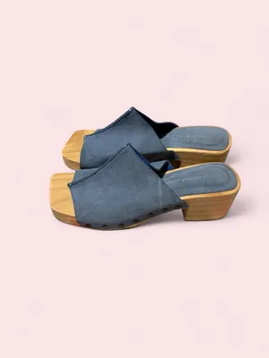Made in Spain Navy Suede Block Heel Mules thumbnail 5