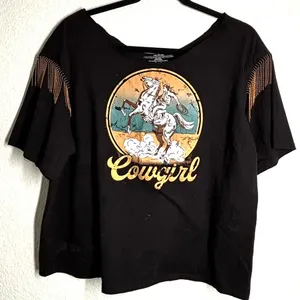 "Cowgirl" riding horse metal chain fringe details western Country Organic XL thumbnail 1