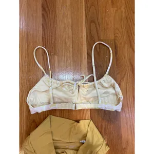 Aerie Yellow Floral Bikini Set High Waisted Crossover Cheeky Bottoms Small S P‎ thumbnail 3