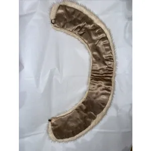 VINTAGE Cream Beige MINK FUR COLLAR Tan‎ SATIN Lining thumbnail 3