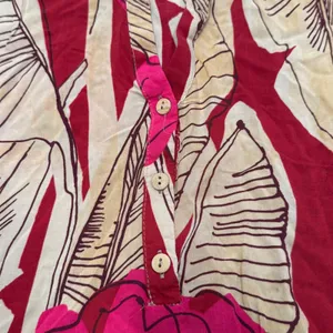 Zara womens medium abstract boho‎ floral top blouse size medium pink thumbnail 4