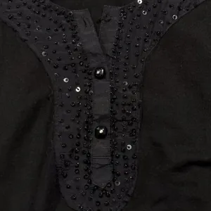 Free People Black Beaded Mini Tank Dress Boho Festival Y2K Flowy Cottagecore M thumbnail 4