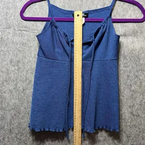 Vintage‎ Y2K Papaya Babydoll Top Cami Spaghetti Straps Blue Medium thumbnail 5