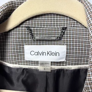 Calvin Klein Notch collar Women's‎ Checkered Blazer Size 6 thumbnail 6