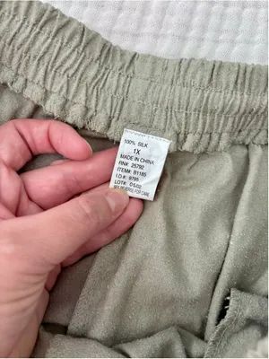 Women's Unbranded Silk Trousers Green Size 1X Silk Noil Raw Silk Drawstring thumbnail 3