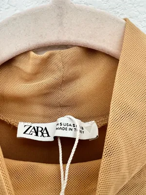 NWOT Zara Brown Mesh‎ Ruffle Maxi Dress Small Sheer Layered Cocktail Dress thumbnail 8