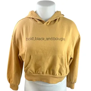 Black History Month Bold, Black and Bougie Yellow Crop Hooded Sweatshirt Top XL thumbnail 1