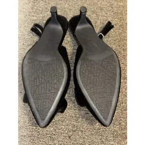 Sophia Taylor Madison Bow Black Velvet Sling Back Kitten Heels Sz 12 thumbnail 3