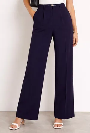 Old Navy Burgundy high-waisted wide-leg trousers. Used it once. Size 2 petite. thumbnail 1