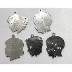 Vintage Sterling Silver Silhouette Charms Lot of 5 Boy & Girl Profiles‎ Engraved thumbnail 5
