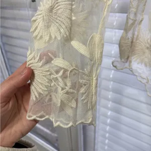 Everleigh Sheer Embroidered Snow Blossom Ivory Tunic Long Sleeve thumbnail 5