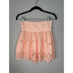 FREE PEOPLE Scalloped Hem High Rise Floral Cutout Embroidered Coquette Shorts XS thumbnail 2