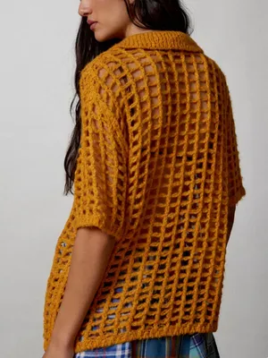 Urban Outfitters BDG Osaka Open-Knit Polo Sweater thumbnail 3