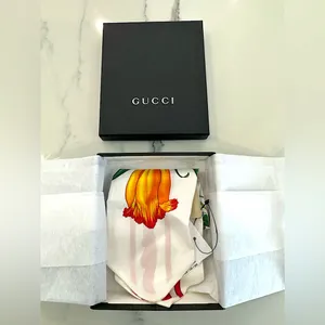 Gucci Floral Neck Bow Scarf thumbnail 9