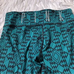 PINK by Victoria’s‎ Secret Cropped Teal Geometric Yoga Leggings XS thumbnail 3