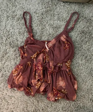 Free people floral tank flowy ruffle crossover thumbnail 2