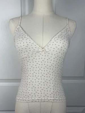 Brandy Melville white floral tank top thumbnail 1