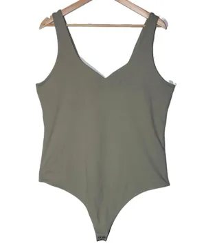 Womens Abercrombie & Fitch Soft A&F Collection Green V-Neck Bodysuit Top Size XL thumbnail 1