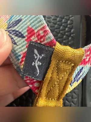 Chaco Women's Black Flip Flops with Floral Straps and Mustard Toe Post SZ:9 thumbnail 3