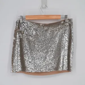Haute Hippie Sequin Silk Micro Mini Skirt in Silver Women's Small thumbnail 1