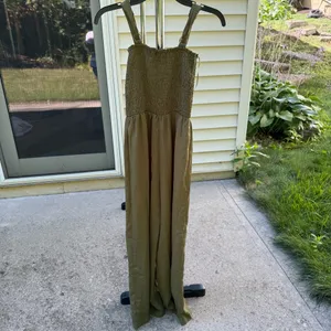 Papillon Olive Green Smocked Jumpsuit, Women's thumbnail 2
