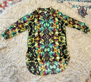 Wilfred multicolor sheer silk blouse size XS thumbnail 1