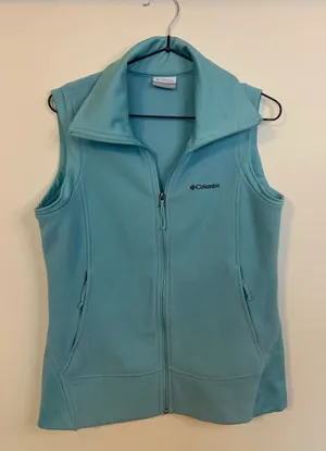 Columbia Fleece Vest Womens Medium Blue Excellent Full Zip Sleeveless Outdoor thumbnail 1