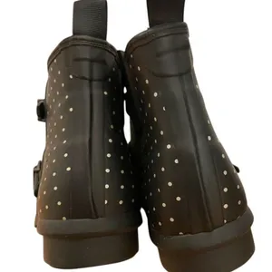NWOT Cougar Royale‎ ankle rain boots black white polka dot women's size 8 thumbnail 2