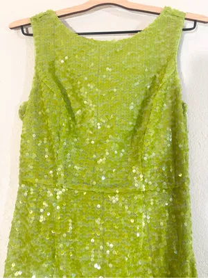 Marc New York Sequin Lime Green Mini Dress Vintage Size 4 thumbnail 5