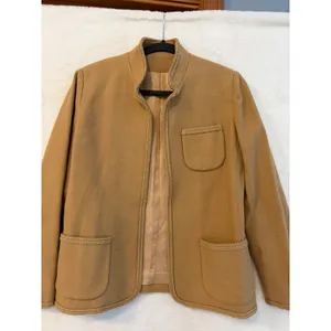 Dalton Vintage Wool Blazer Womens 10 Camel Tan Braided Trim Stand Collar Jacket thumbnail 6