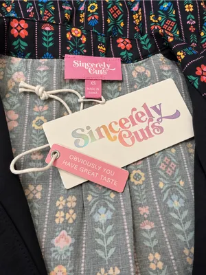 Sincerely Ours Fall Floral Plunge V Neck Puff Sleeve Belted Bow Mini Dress NWT thumbnail 4