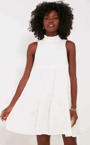 Tuckernuck Pomander Place Morgan Lightweight Gauze Ruffle Neckline Bow Dress thumbnail 1