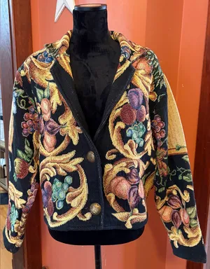 80’s vintage California style tapestry jacket Black Size M thumbnail 1