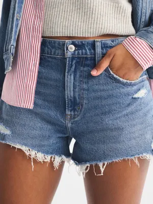Abercrombie & Fitch Blue Distressed Denim Cutoff Shorts thumbnail 1