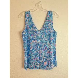 Lilly Pulitzer Gigi Tank Top Zanzibar Blue Fish Kiss Womens Size Medium NWOT thumbnail 4