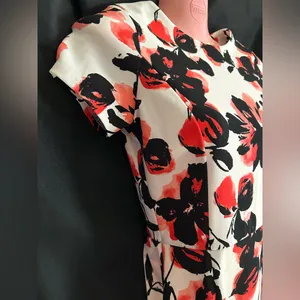 Love…Ady Women’s White Red & Black Floral Fit Flare Short Sleeve Party Dress SM thumbnail 6