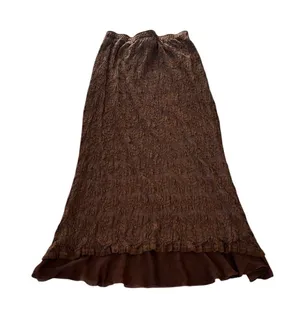 Vintage Brown Mesh Maxi Skirt Chiffon Ruffle Hem 90s Y2K Bohemian Fairy Grunge thumbnail 1