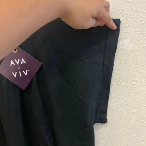 Ava & viv black short sleeve tie front basic tee NWT thumbnail 4