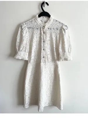$110 Zara oyster white lace dress with jewel buttons M thumbnail 6