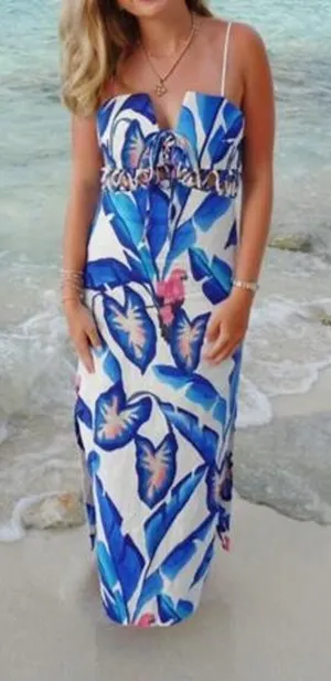FARM Rio Linen Foliage Midi Dress thumbnail 1
