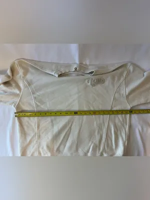 Aerie Oversized Love Embroidered Crewneck Sweatshirt Cream XS Comfy Lounge Soft thumbnail 4